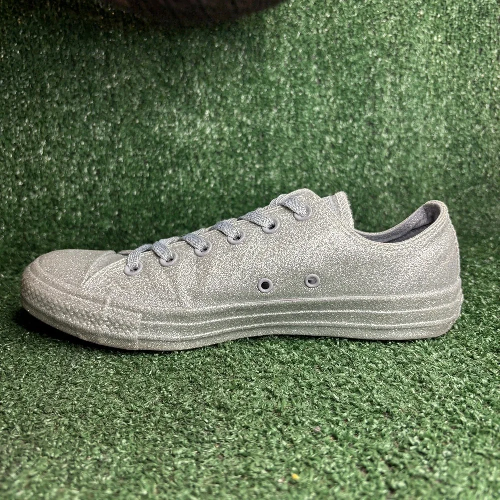 Converse Chuck Taylor All Star Glitter Sparkle Low Top Sneaker Silver Women Sz 9 - Picture 7 of 12